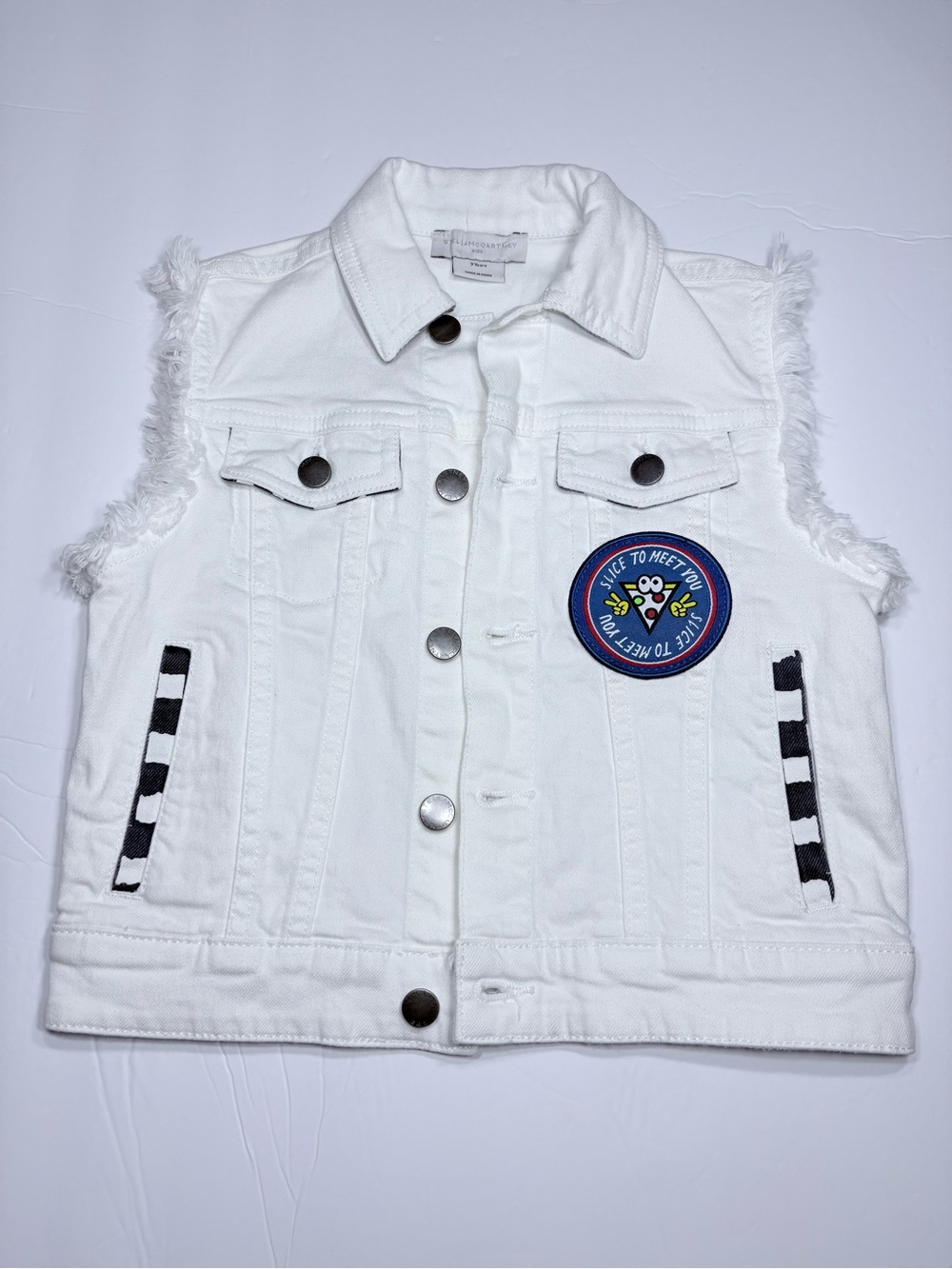 Stella McCartney White Sleeveless Denim Vest with Patch